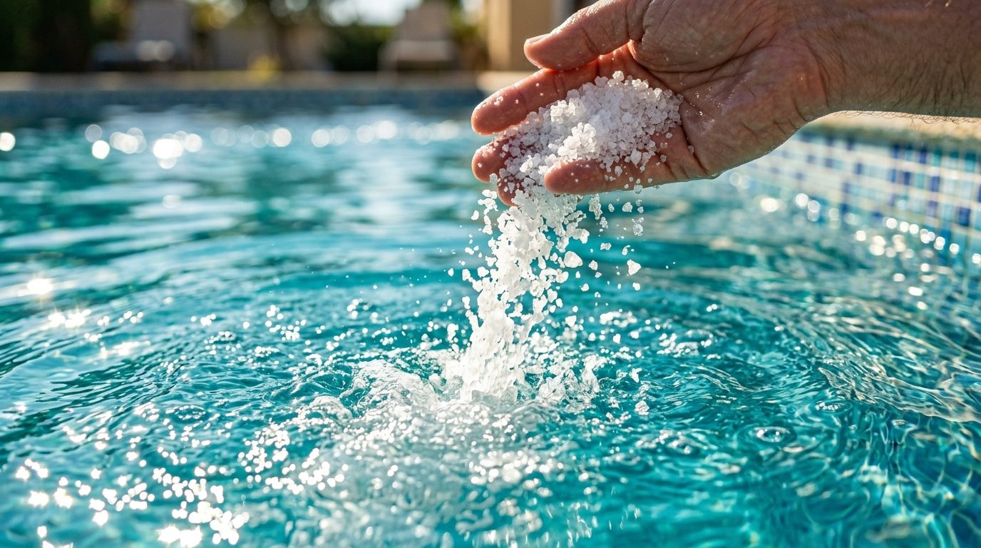 Poolsalz-Kristalle in Nahaufnahme